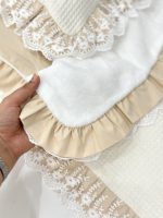 ست مسافرتی 3تیکه تدی و حلقه گل رنگ کارامل دانتل دار - تصویر 2