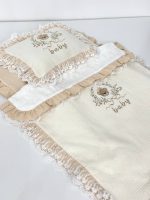 ست مسافرتی 3تیکه تدی و حلقه گل رنگ کارامل دانتل دار - تصویر 5